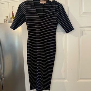 Navy and tan striped philosophy dress